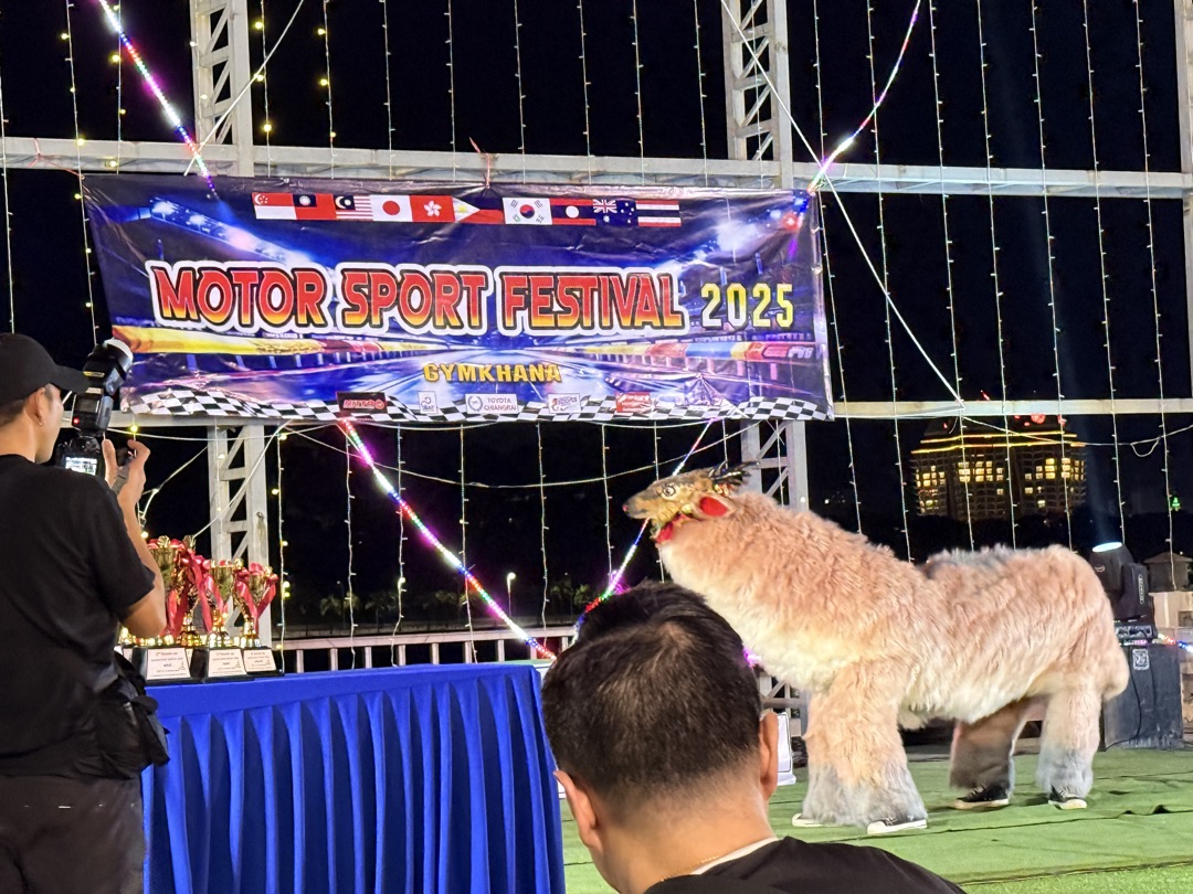 Podium celebration at a motorsport event